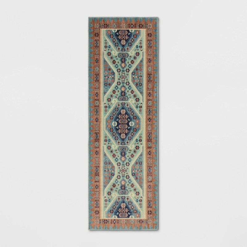 Photo 1 of 2'3"x7' Buttercup Diamond Vintage Persian Style Woven Runner Rug - Opalhouse™