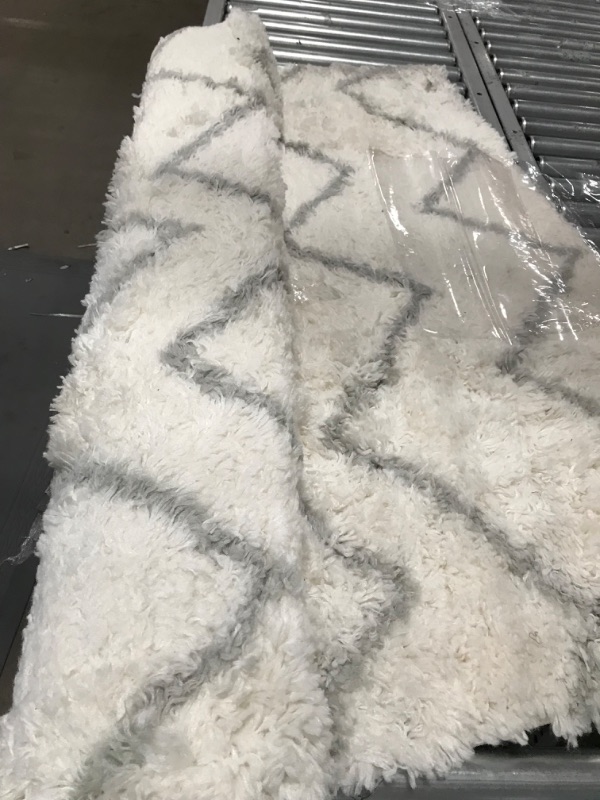 Photo 1 of 4'x5'6" Chevron Shag Area Rug Cream - Pillowfort™