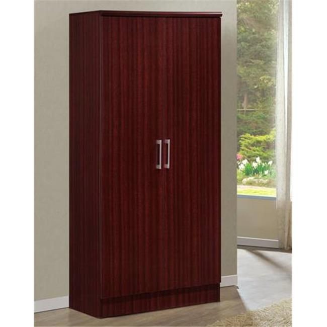 Photo 1 of **READ BELOW**Hodedah 2 Door Wooded Armoire with 4 Shelves in Mahogany