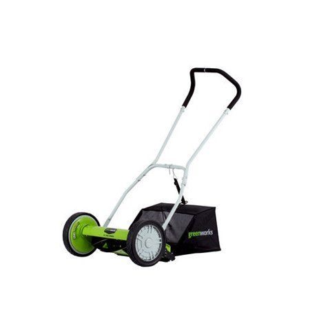 Photo 1 of "GreenWorks 25052 16-Inch 2-in-1 Push Reel Lawn Mower W/ Grass Catcher"
