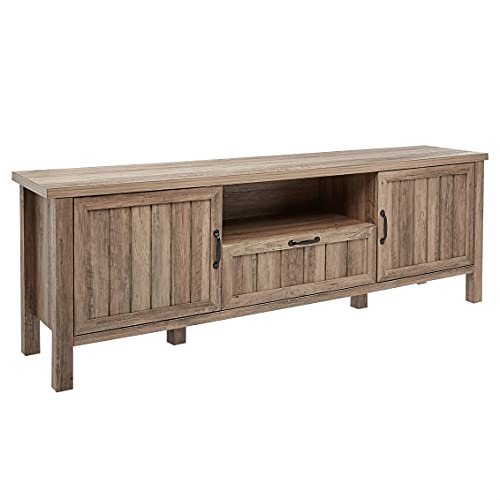 Photo 1 of ***PARTS ONLY, HARDWARE LOOSE IN BOX** *** ROCKPOINT Modern Farmhouse Grooved Stand with Doors for TV's up to 80" Living Room Storage Shelves Entertainment Center, 70 Inch,Barnwood
