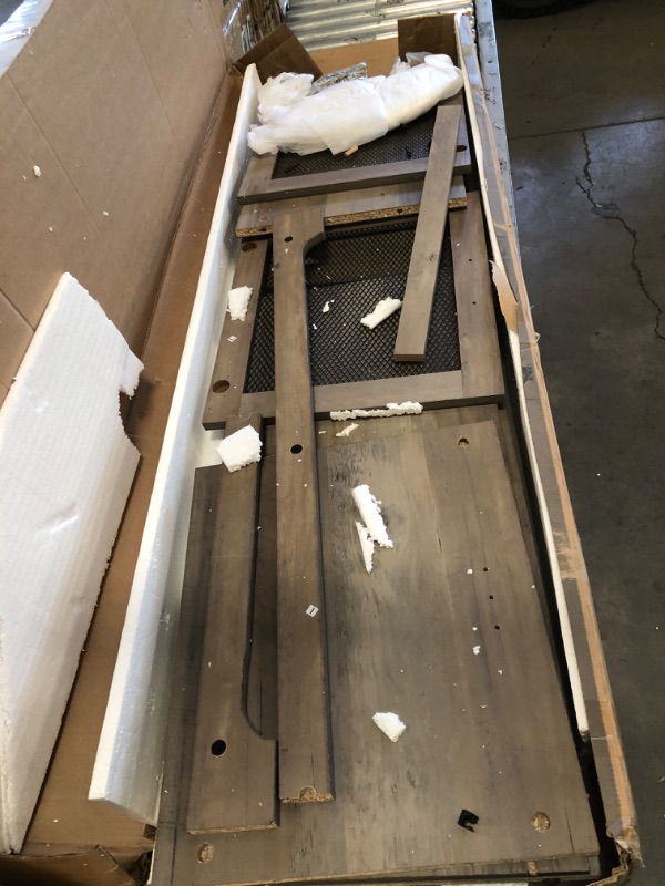 Photo 2 of ***PARTS ONLY, HARDWARE LOOSE IN BOX** *** ROCKPOINT Modern Farmhouse Grooved Stand with Doors for TV's up to 80" Living Room Storage Shelves Entertainment Center, 70 Inch,Barnwood
