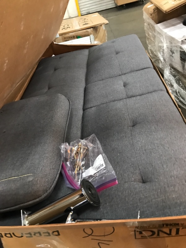 Photo 2 of ***STOCK PHOTO FOR REFERENCE, HARDWARE LOOSE IN BOX, PILLOW HAS SMALL RIP***  Homall Futon Sofa Bed Modern Collection Convertible Fabric Folding Recliner Lounge Couch for Living Room with Chrome Legs, Grey
