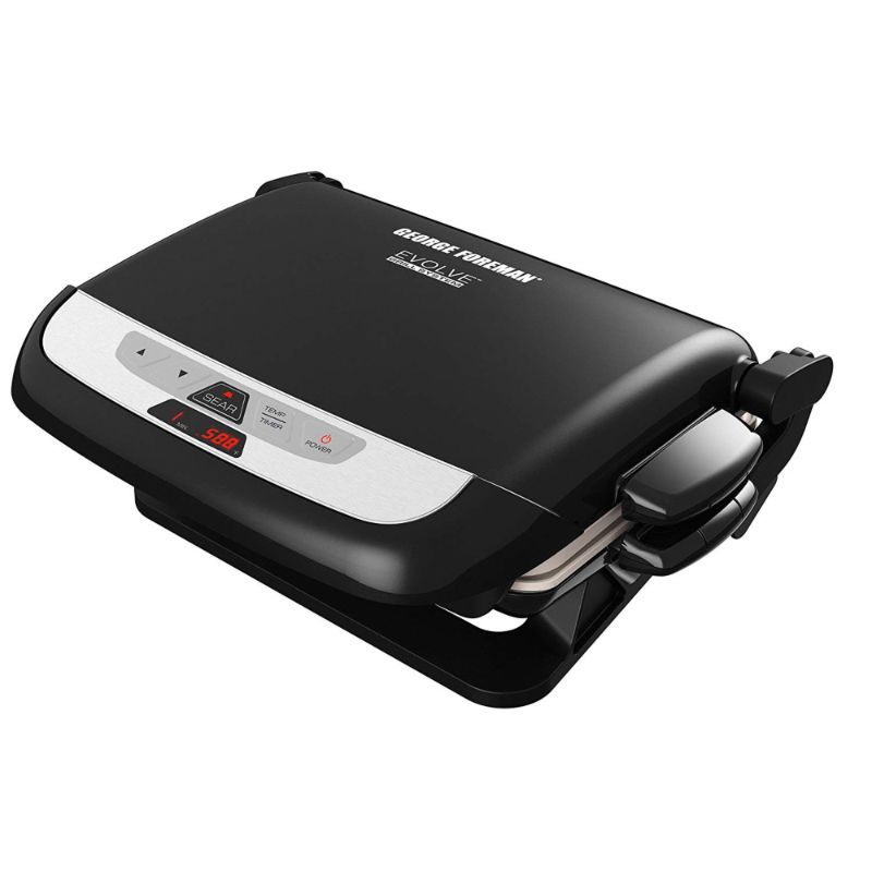 Photo 1 of George Foreman 5 Serving Evolve Electric Grill with Waffle Plates & Ceramic Grill Plates, Black (GRP | Quill
