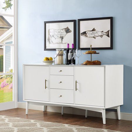 Photo 1 of ***DAMAGE SHOWN IN PICTURE*** Crosley Landon Buffet in White, 57 in. W X 19 in. D X 30 in. H
