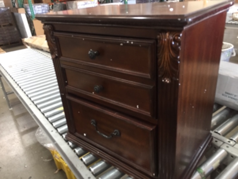 Photo 1 of (DENTED/SCRATCHED DRESSER/LEGS; DAMAGED CORNERS) 
Signature Design by Ashley Leahlyn Traditional 2 Drawer Nightstand, Warm Brown, 25"W x 16"D x 28"H (B526-92)
