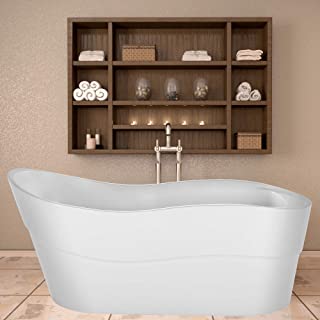 Photo 1 of (CRACKED UPPER CORNERS/EDGES/SIDE) 
Empava 67" Luxury Freestanding Bathtub Acrylic Soaking SPA Tub by Empava – Modern Stand Alone Bathtubs with Custom Contemporary Design, White, EMPV-FT1527
