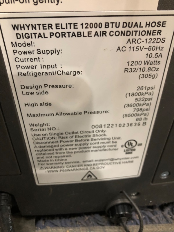 Photo 4 of (VENT DOES NOT POP UP) 
Whynter Elite ARC-122DS 12,000 BTU Dual Hose Portable Air Conditioner, Dehumidifier, Fan with Activated Carbon Filter Plus Storage Bag for Rooms up to 400 sq ft, Multi
