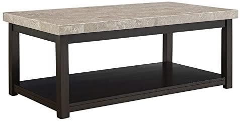 Photo 1 of  Contemporary Rectangular Marble Top Coffee Table in Rich Espresso
