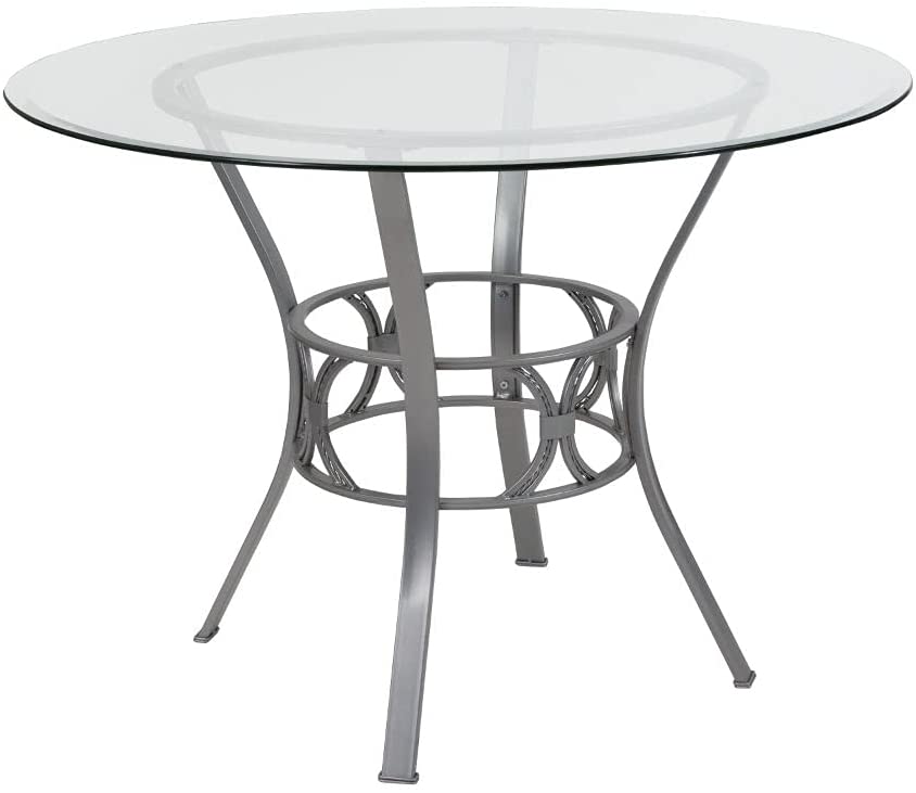 Photo 1 of **NO GLASS**Flash Furniture Carlisle 32'' Round Glass Dining Table with Silver Metal Frame
