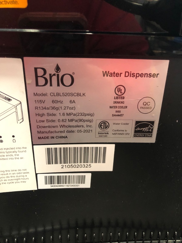 Photo 2 of Brio Self Cleaning Bottom Loading Water Cooler Water Dispenser – Black Stainless Steel - 3 Temperature Settings - Hot, Room & Cold Water - UL/Energy Star Approved
