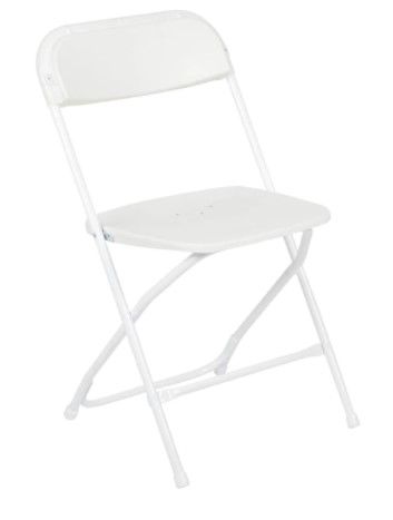 Photo 1 of ***PACK OF 2*** Flash Furniture White Standard Folding Chair with Solid Seat (Outdoor)
