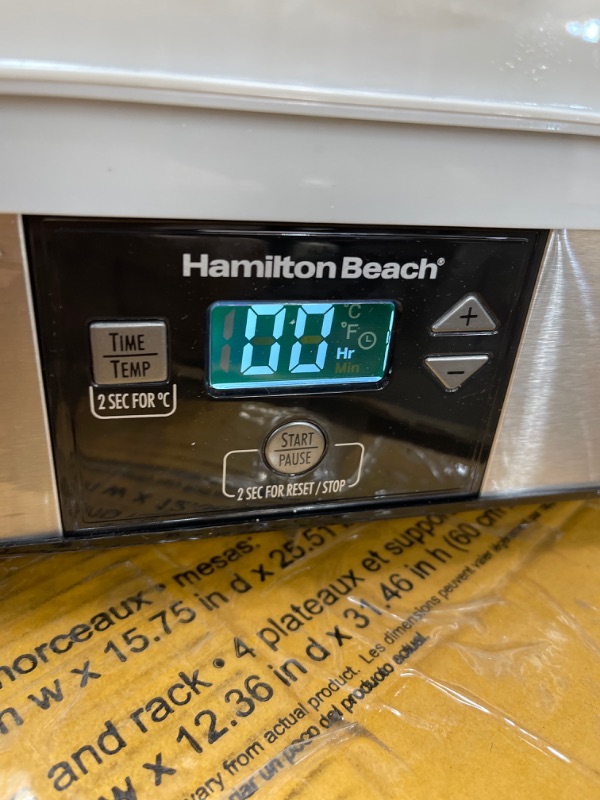 Photo 2 of ***DAMAGE SHOWN IN PICTURE*** Hamilton Beach 32100A Digital Food Dehydrator, 5 Tray, Gray
