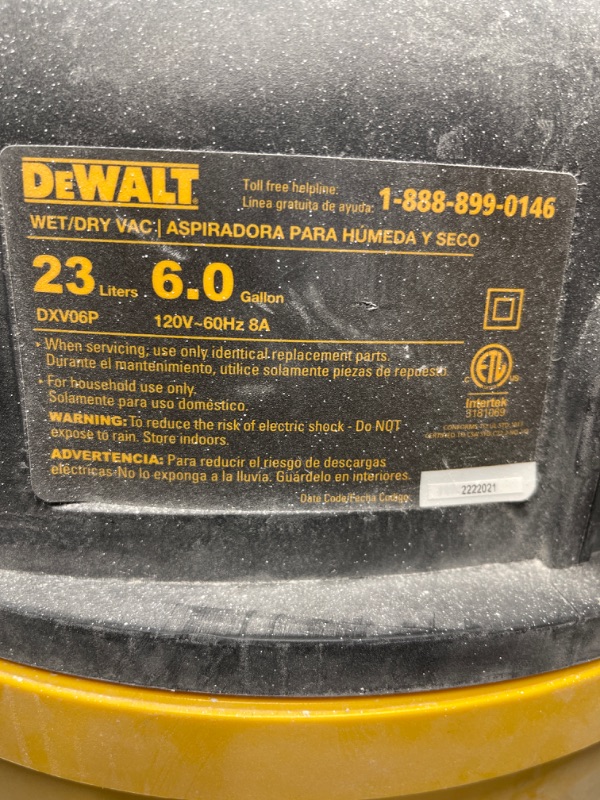 Photo 3 of **DIRTY, TESTED WORKS ***DeWALT DXV06P - Vacuum Cleaner - Canister
