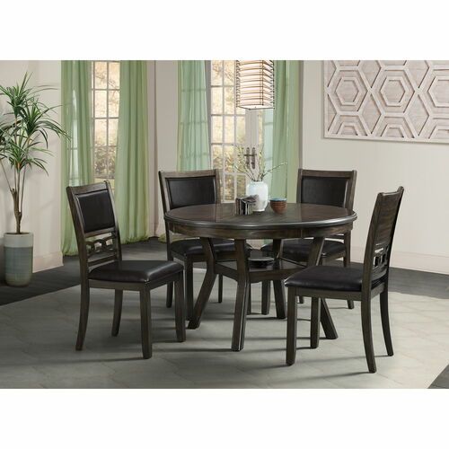 Photo 1 of ***TABLE IS DAMAGED, HARDWARE LOOSE IN BOX, BOX IS DAMAGED*** New Classic Furniture Gia 5-Piece Round Set with 1 Dining Table and 4 Chairs, 47-Inch, Brown
