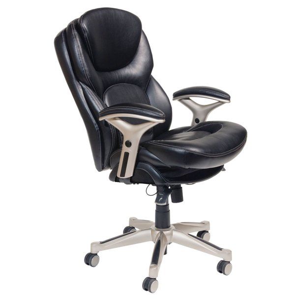 Photo 1 of Serta Back in Motion Health and Wellness Mid-Back Bonded Leather Executive Office Chair, Smooth Black
