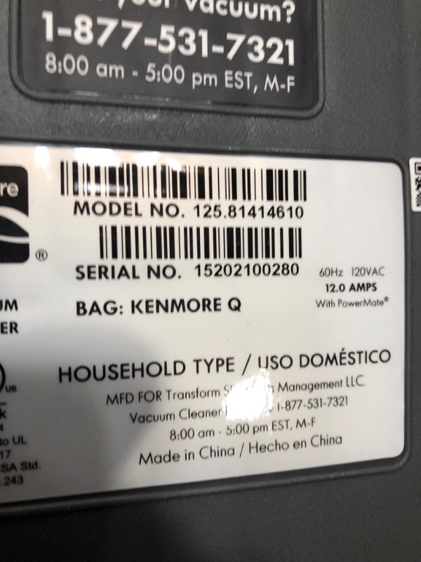 Photo 3 of **NOT FUNCTIONAL**Kenmore 81414 400 Series Pet Friendly Lightweight Bagged Canister Vacuum with Extended Telescoping Wand, HEPA, Retractable Cord, and 4 Cleaning Tools, Red
