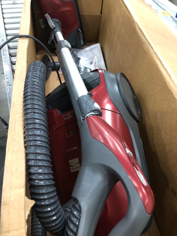 Photo 2 of **NOT FUNCTIONAL**Kenmore 81414 400 Series Pet Friendly Lightweight Bagged Canister Vacuum with Extended Telescoping Wand, HEPA, Retractable Cord, and 4 Cleaning Tools, Red
