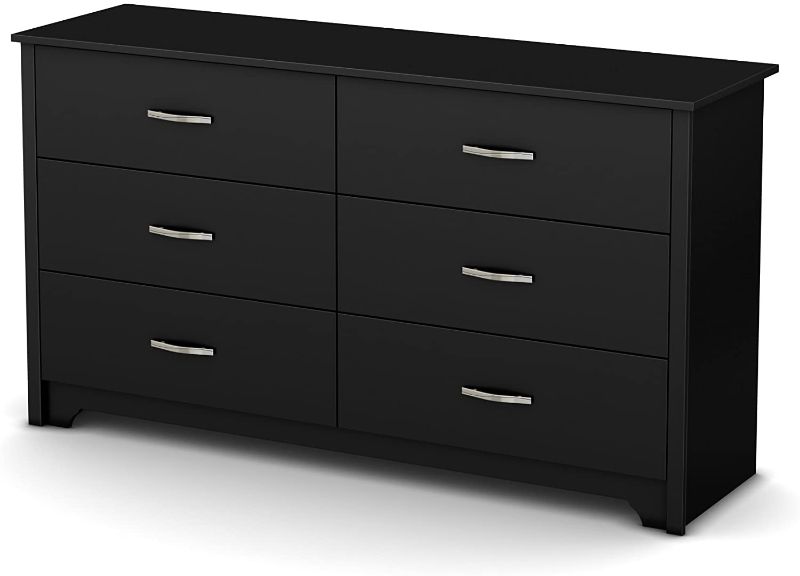 Photo 1 of  South Store FURNITURE Fusion 6-Drawer Double Dresser Pure Black 19.5"D x 59.25"W x 31.25"H

