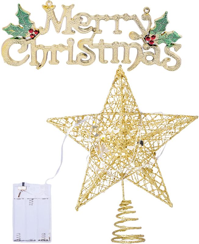 Photo 1 of **PACK OF 3**
Christmas Tree Topper Golden Star - 20cm Tree Topper Indoor Lighted Led Projector 3D Glitter Gold Star for Tree Christmas Decorations
