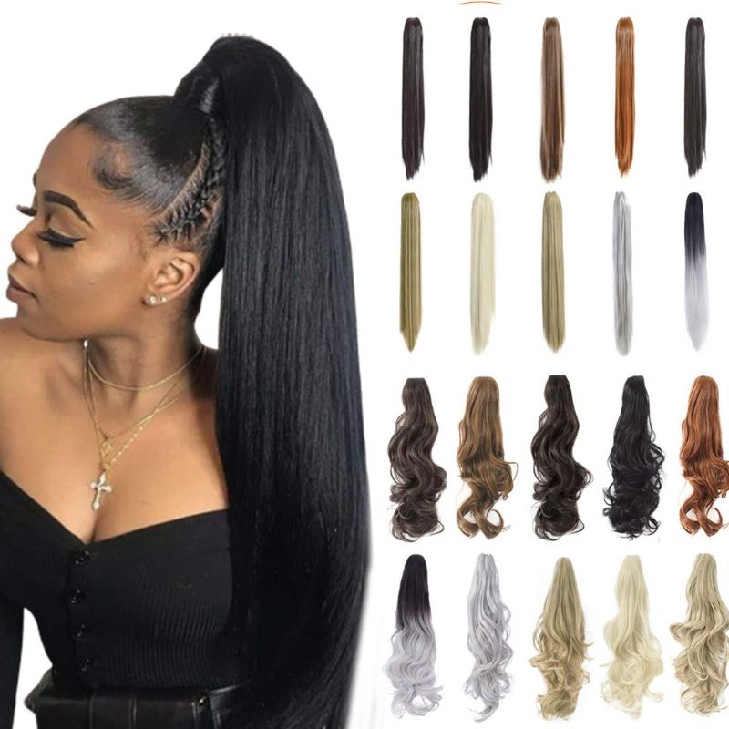 Photo 1 of **SET OF 3**
Mitrygreen Ponytail Extension Claw 21'' Curly Wavy Straight Clip in Hairpiece One Piece Long Pony Tails for Women Natural Black
