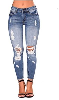 Photo 1 of Seyorz Women's ripped distressed high stretch (Medium Wash, XL)