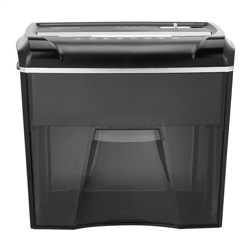 Photo 1 of Amazon Basics 12-Sheet Cross-Cut Junk Mail, CD, and Credit Card Shredder with Pullout Basket
