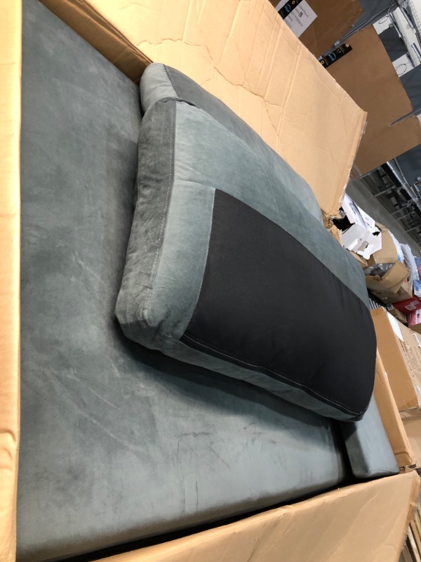 Photo 3 of ***INCOMPLETE** BOX 1 OF 2 
Sofamania Amanda EXP116-VV Velvet Fabric Sectional Sofa -Dark Grey