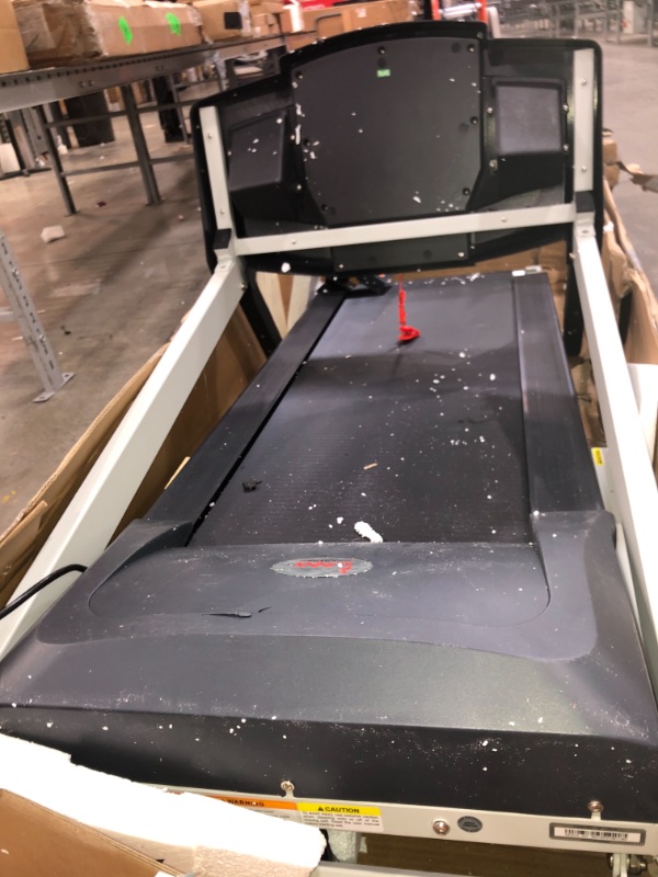 Photo 1 of Sunny Health & Fitness SF-T7515 Smart Treadmill with Auto Incline, Speakers, Bluetooth, LCD and Pulse Monitor, Phone Function, 240 LB Max Weight , grey

