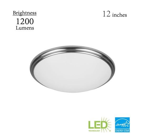 Photo 1 of 12 in. Brushed Nickel and Oil-Rubbed Bronze Selectable Integrated LED Flush Mount with Interchangeable Trim
