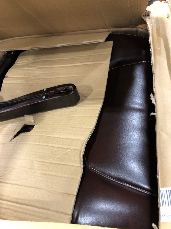 Photo 3 of **INCOMPLETE**
Serta Big and Tall Executive Office Chair with Wood Accents Adjustable High Back Ergonomic Lumbar Support, Bonded Leather, Chestnut Brown
