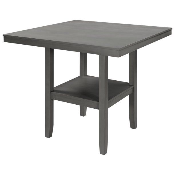 Photo 1 of ***DAMAGED***
Wooden Counter Height Dining Table with Storage Shelving, Gray
