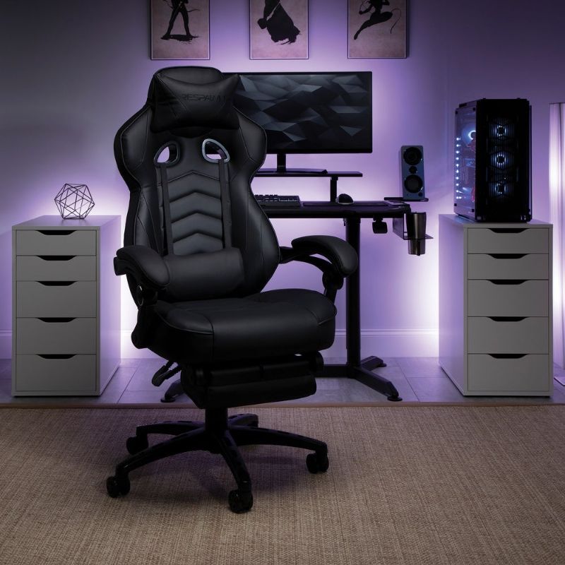 Photo 1 of Respawn 110 Racing Style Reclining Gaming Chair with Footrest (Black)