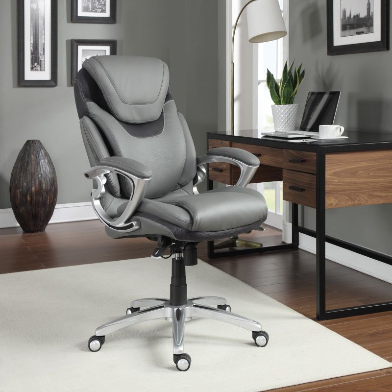 Photo 1 of Serta AIR Bonded Leather Task Chair, Light Gray (CHR200004)