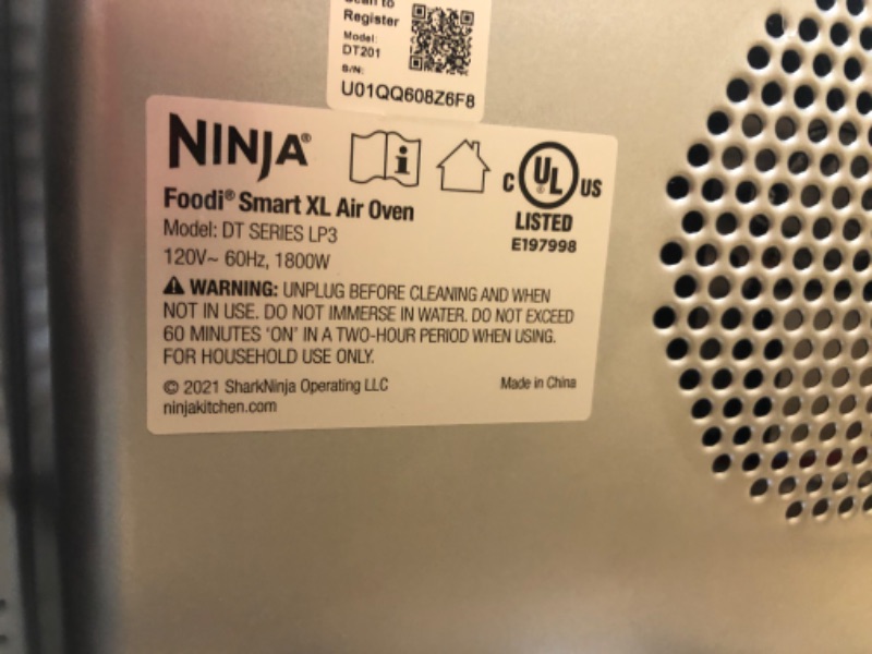 Photo 5 of **DAMAGED**
Ninja DT201 Foodi 10-in-1 XL Pro Air Fry Digital Countertop Convection Toaster Oven with Dehydrate and Reheat, 1800 Watts, Stainless Steel Finish
