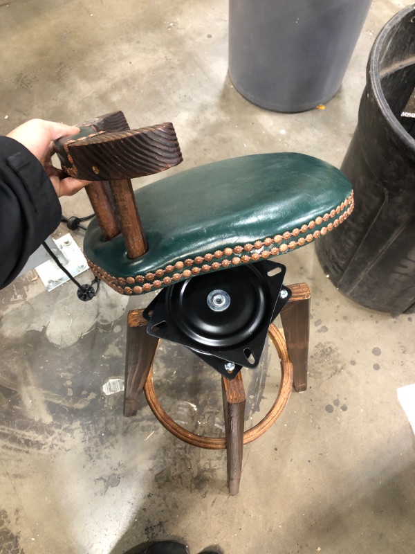 Photo 5 of **DAMAGED**
MSMV Bar Stools Set of 1,360-Degree Swivel Stools with Leather Padded Seat,Single Slat Ladder Back & Solid Rubber Wood Legs,Counter Height Stools for Pub,Restaurant,Kitchen,Green