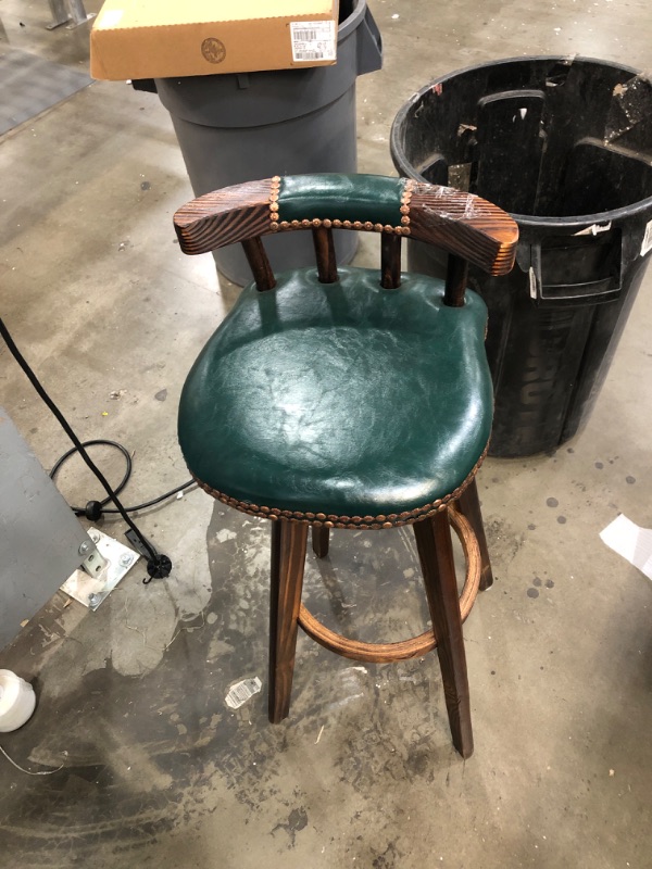 Photo 4 of **DAMAGED**
MSMV Bar Stools Set of 1,360-Degree Swivel Stools with Leather Padded Seat,Single Slat Ladder Back & Solid Rubber Wood Legs,Counter Height Stools for Pub,Restaurant,Kitchen,Green