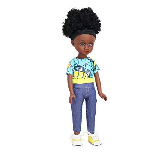 Photo 1 of Izeh - Black Dolls for Girls Ages 3+ 18" Tall with Natural Hair Teen Doll with Two Piece Outfit & bun, Realistic Hair, Heritage, Skin Color, Fashion. Certificate & History
