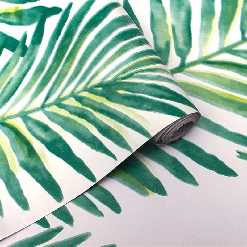 Photo 1 of ***LENGTH UNKNOWN***
Peel and Stick Wallpaper Self-Adhesive Removable Wallpaper Decorative Wall Covering Green Palm Leaf Easy to Clean for Home Decoration and Furniture Renovation
