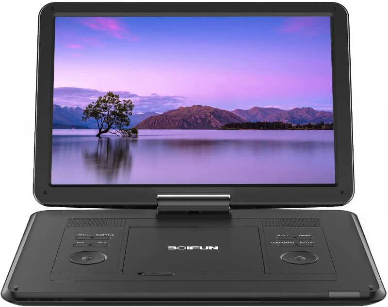 Photo 1 of 17.5" Portable DVD Player (DOES NOT TURN ON)with 15.6" Large HD Screen, 6 Hours Rechargeable Battery, Support USB/SD Card/Sync TV and Multiple Disc Formats, High Volume Speaker,Black
**COULD NOT GET TO POWER ON**