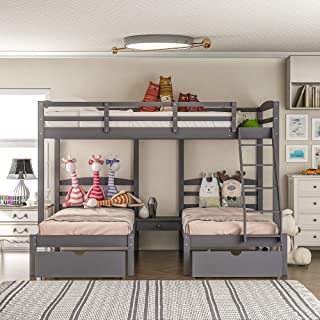 Photo 1 of **box 3 only** Triple Bunk Bed Full Over 2 Twin Bunk Bed with 3 Drawers and Guardrails, Bunk Bed for Family, Teens, No Box Spring Needed
