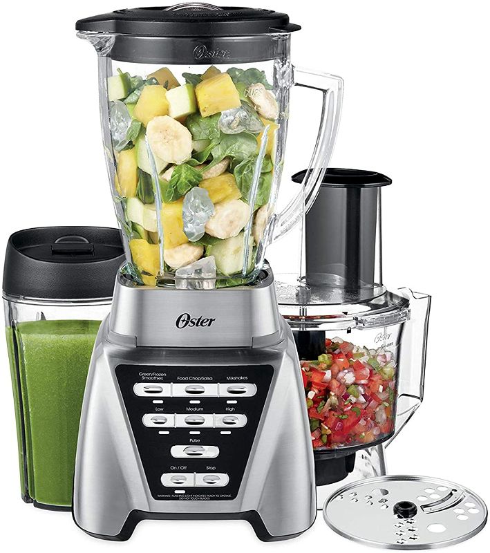 Photo 1 of ***PARTS ONLY*** Oster Blender | Pro 1200 with Glass Jar, 24-Ounce Smoothie Cup and Food Processor Attachment, Brushed Nickel - BLSTMB-CBF-000  (MISSING SOME PARTS)JUST BLENDER
