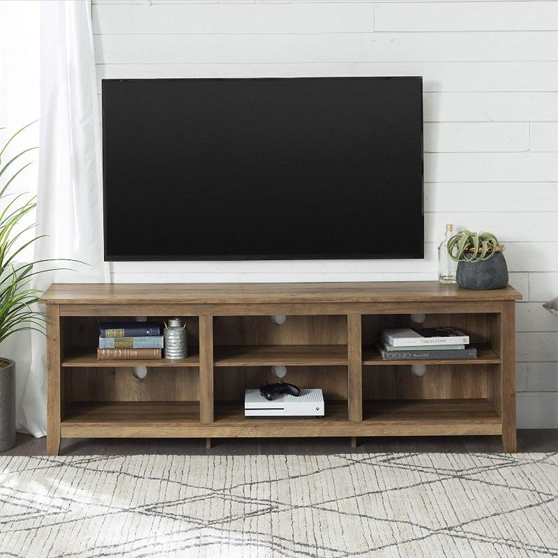 Photo 1 of ***parts only** Walker Edison Wren Classic 6 Cubby TV Stand for TVs up to 80 Inches, 70 Inch, Rustic Oak
