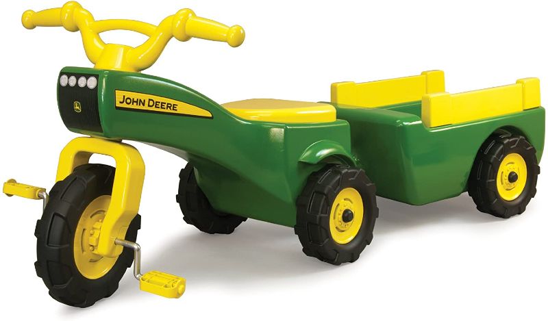 Photo 1 of John Deere Ride On Toys Pedal Tractor with Wagon for Kids Aged 18 Months to 3 Years, Green/Yellow  (MISSING WAGON TRACTOR ONLY)
