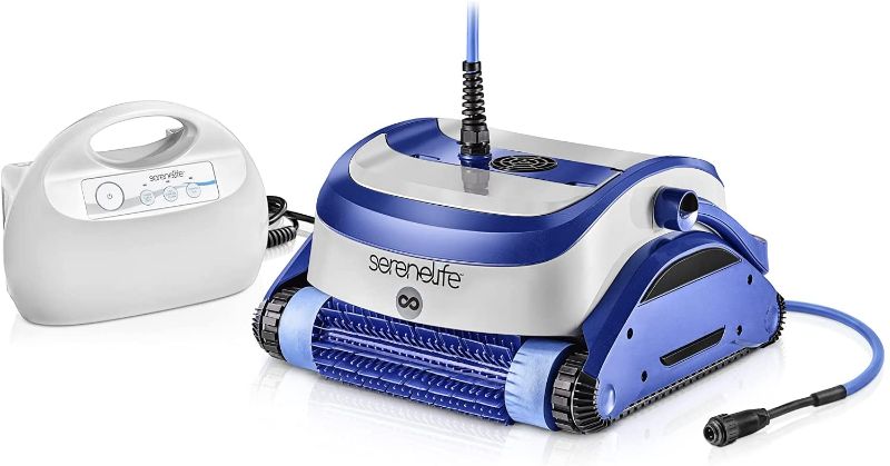 Photo 1 of SereneLife Automatic Pool Vacuum for Inground Pools – Robotic Pool Cleaner with 4500 GPH Suction from Twin Motors and Brushes, 2 Filters and Tangle-Free Cable Cleans 50 Ft Pools with 3 Timed Cycles