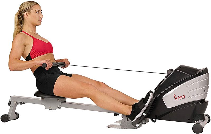 Photo 1 of **parts only *** Sunny Health & Fitness Dual Function Magnetic Rowing Machine w/ Digital Monitor, Multi-Exercise Step Plates, 275 LB Max Weight and Foldable - SF-RW5622

