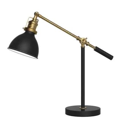 Photo 1 of 19.75 in. Matte Black and Antique Brass Industrial Balance Desk Lamp with LED Bulb
