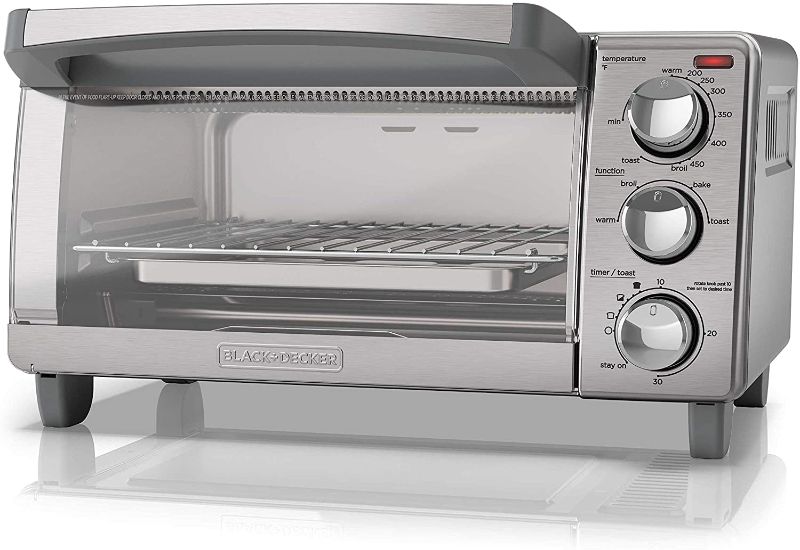 Photo 1 of BLACK+DECKER 4-Slice Toaster Oven with Natural Convection, Stainless Steel, TO1760SS
