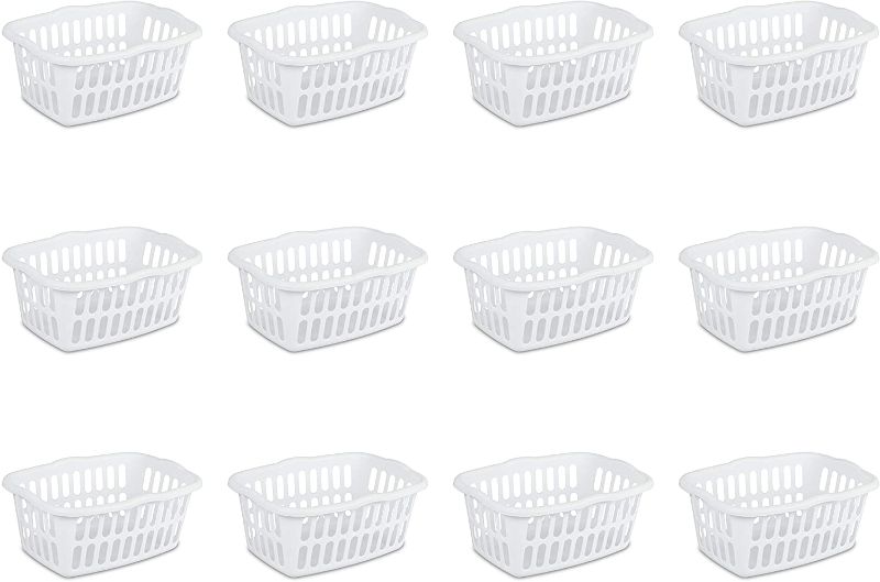 Photo 1 of Sterilite 12458012 1.5 Bushel/53 Liter Rectangular Laundry Basket, White (Pack of 12)
