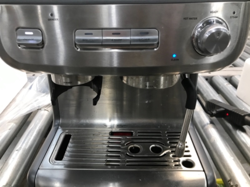 Photo 3 of USED**TESTED**Calphalon Temp IQ Espresso Machine with Grinder and Steam Wand Stainless, Stainless Steel/Black
missing the bean grinding holder
